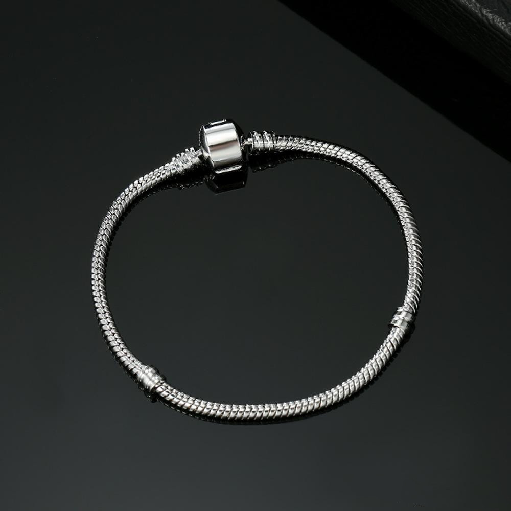 Silver Plated Bracelets Women Snake Chain Charm Beads For Beads Bangle Bracelet Children Gift