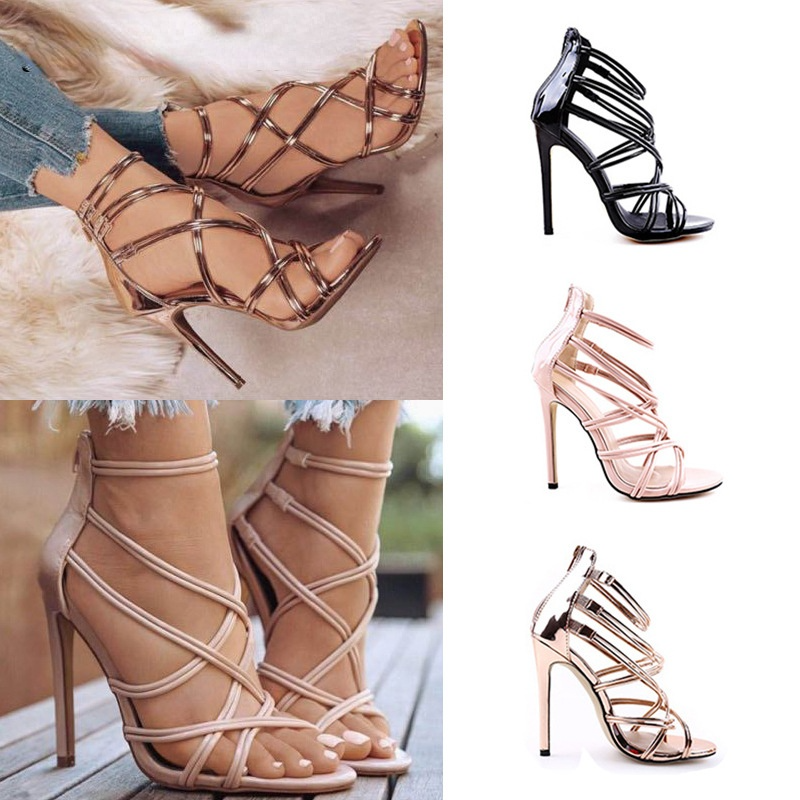 Fashionable new summer women's shoes fish mouth cross fine back zipper high-heeled sandals, Black 11cm
Fashionable new summer women's shoes fish mouth cross fine back zipper high-heeled sandals, Black 11cm