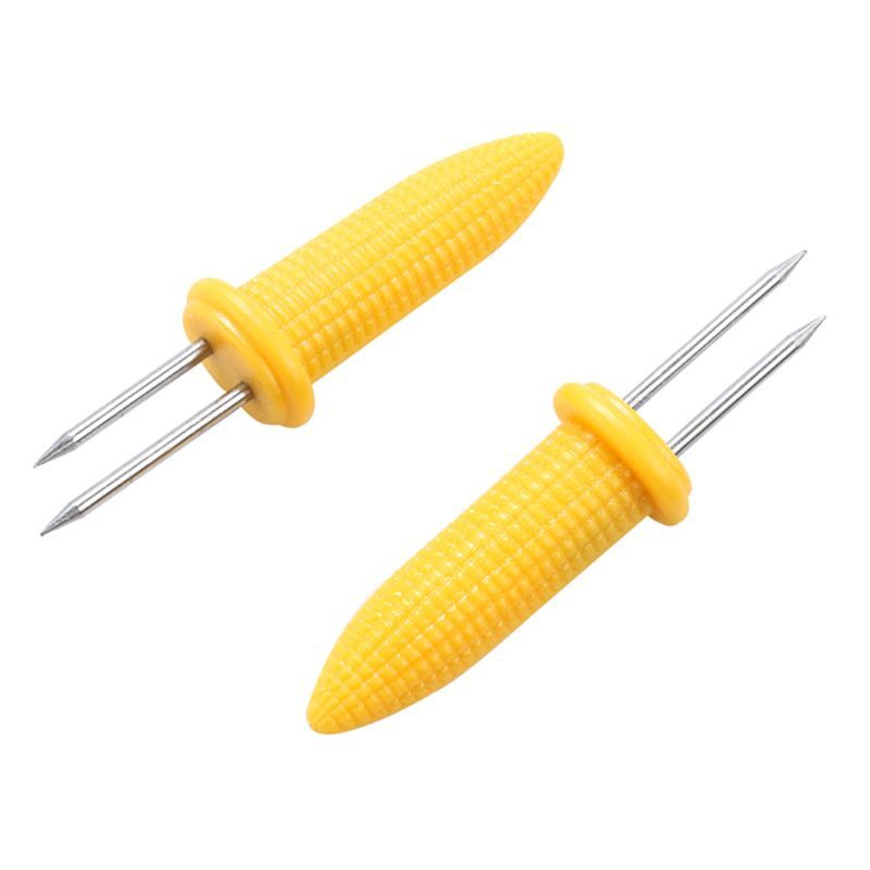 1 Cuts Fork Maize Spies Rvs Corn Holders Maize Beans Fruit Forks Barbecue Tool (yellow)