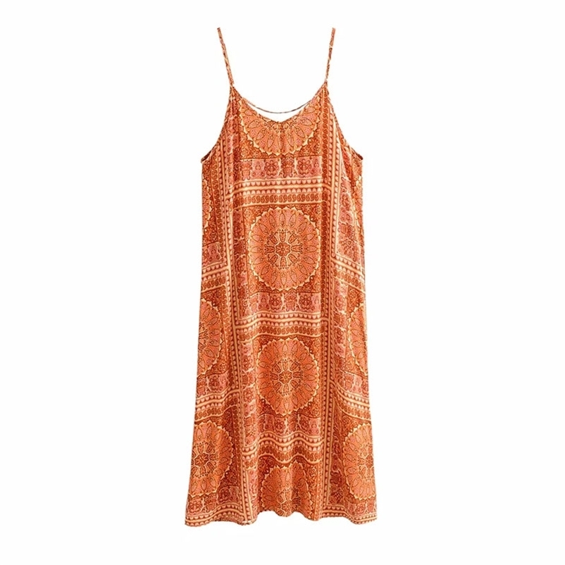 Women summer long dress Vintage print Spaghetti Strap v-neck lace up knee length Chic female A-line 210524, Orange
Women summer long dress Vintage print Spaghetti Strap v-neck lace up knee length Chic female A-line 210524, Orange