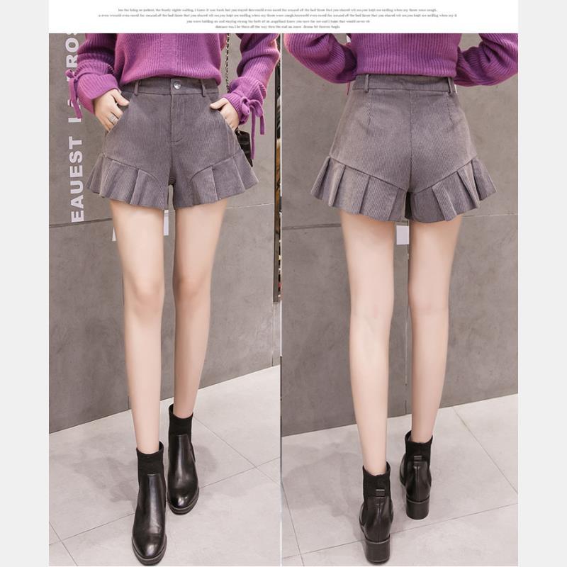 High Waist Loose Boots Korean Version Of Outside Wearing Corduroy Wide Leg Horts Casual Women's Shorts
