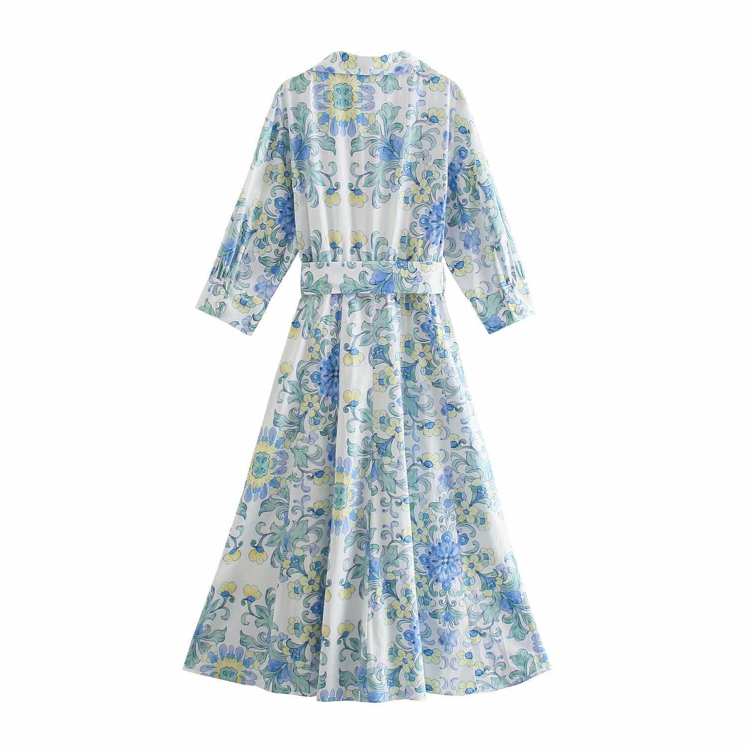 Summer Shirt Dress Women Elegant Casual Chic Lady Floral Printed Dress Woman Prom Dresses Robe Femme 210709