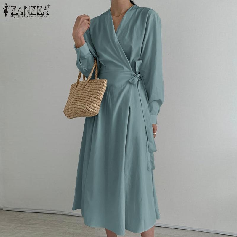 Casual Dresses ZANZEA Elegant Retro Lace Up Kaftan Long Sleeve V Neck Sundress Women Autumn Beach Vocation Midi Dress Female Office Robe, Black;gray
Casual Dresses ZANZEA Elegant Retro Lace Up Kaftan Long Sleeve V Neck Sundress Women Autumn Beach Vocation Midi Dress Female Office Robe, Black;gray