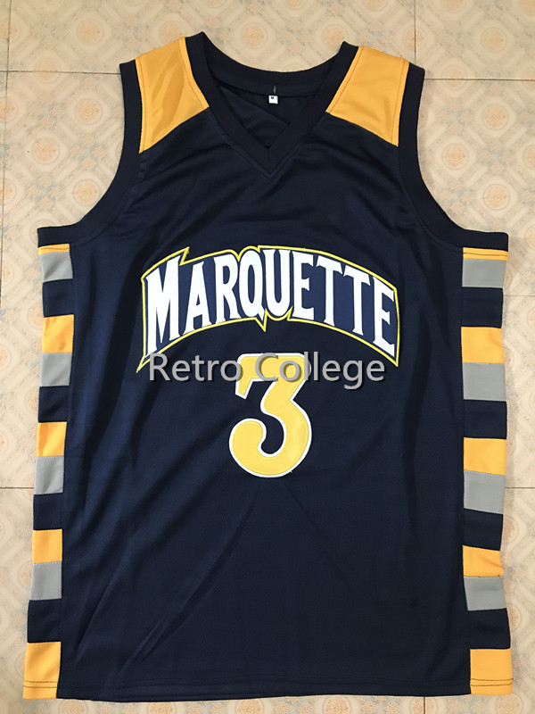 #3 Dwayne Wade College Marquette Golden Eagles Retro throwback basketball jersey Stitched any Number and name, Black
#3 Dwayne Wade College Marquette Golden Eagles Retro throwback basketball jersey Stitched any Number and name, Black