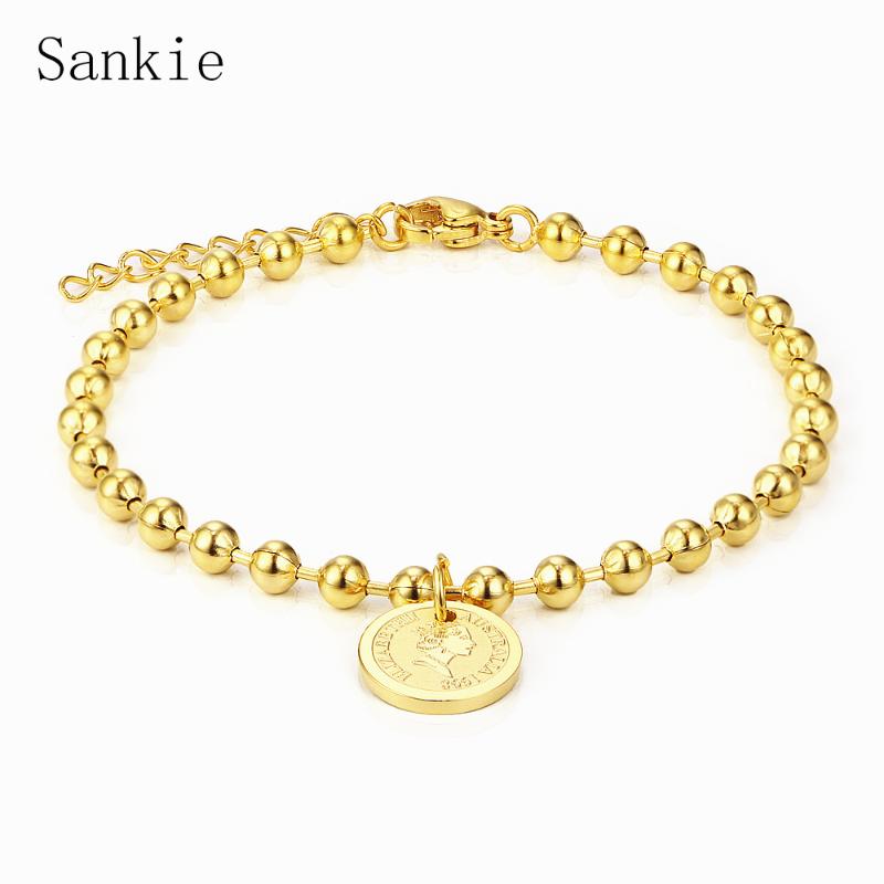 Link Chain Sankie Steel Ball Stainless Bracelets For Women Gold Color Queen Elizabeth Coin Charm Bracelet Trendy Jewelry WholesaleLink
Link Chain Sankie Steel Ball Stainless Bracelets For Women Gold Color Queen Elizabeth Coin Charm Bracelet Trendy Jewelry WholesaleLink