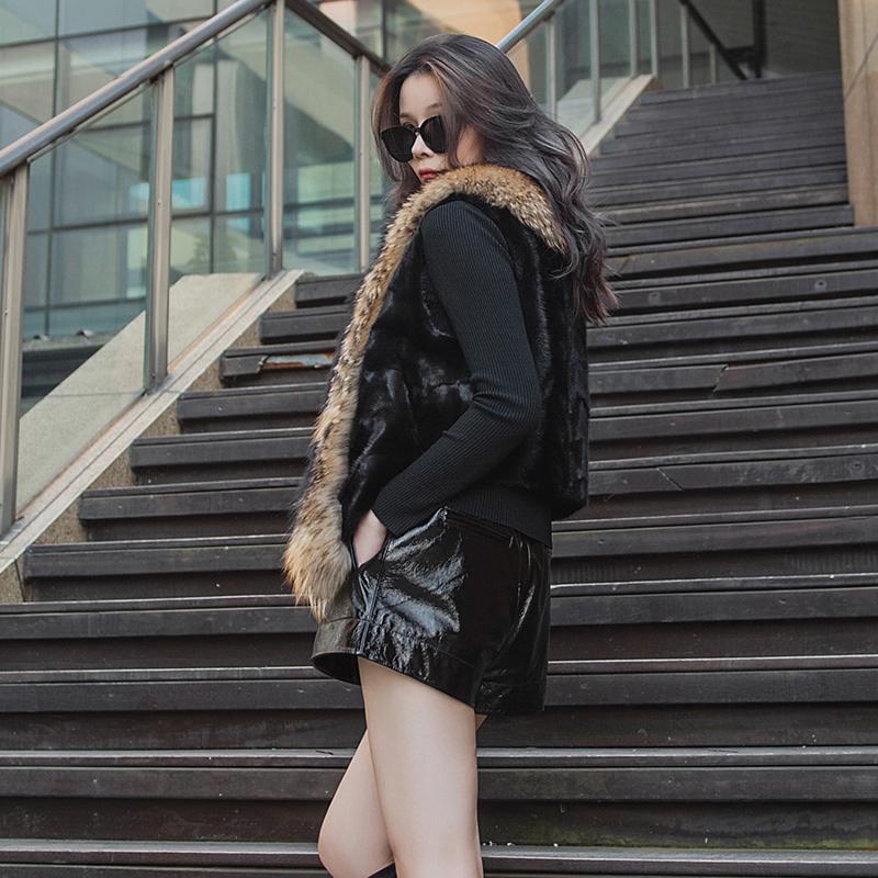 Women's Fur & Faux Mink Vest 2021, Vest, Winter Jacket, Collar, Sleeveless Herning