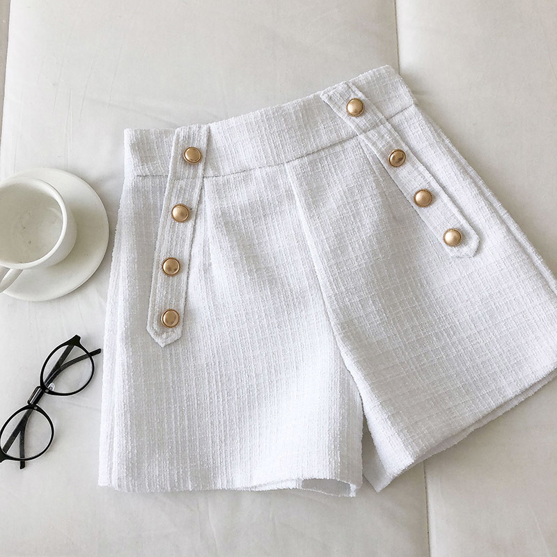 Kimutomo Fashion Solid Button Women Shorts Spring Korea Chic Female High Waist Wild Zipper Fly Clothes Outwear Casual 210521