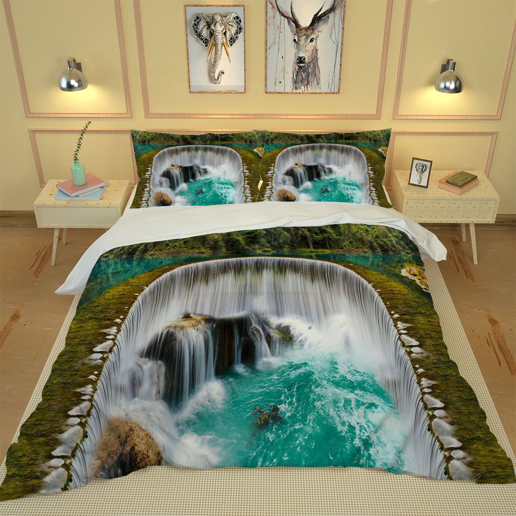 Twin Full Queen King Size waterfall 3pcs Duvet Cover Set With Pillowcase Bedding Sets