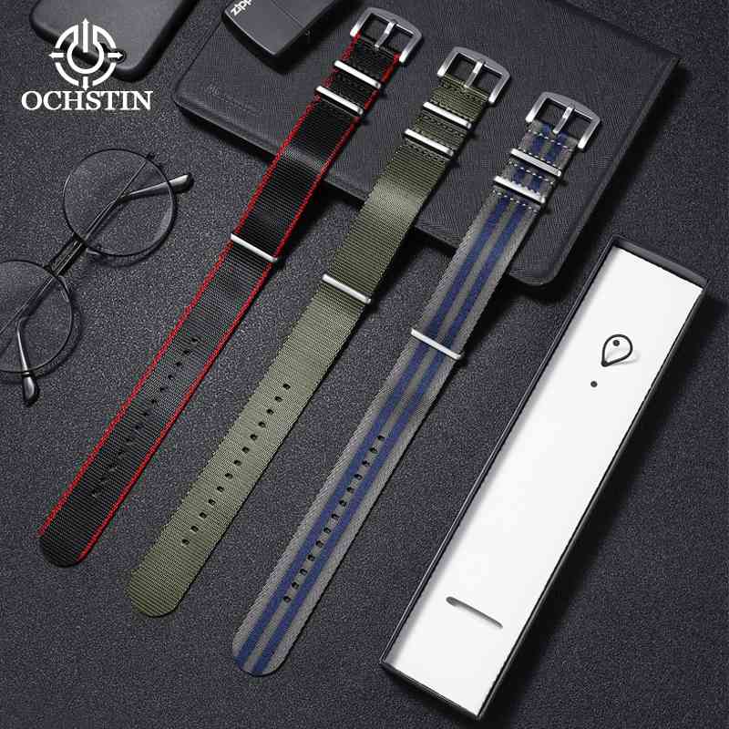 OCHSTIN High Premium Quality Nato Watch Strap Removable Nylon 20mm 22mm For James Bond Men Sports Seatbelt Watchband Bracelet 210603
OCHSTIN High Premium Quality Nato Watch Strap Removable Nylon 20mm 22mm For James Bond Men Sports Seatbelt Watchband Bracelet 210603