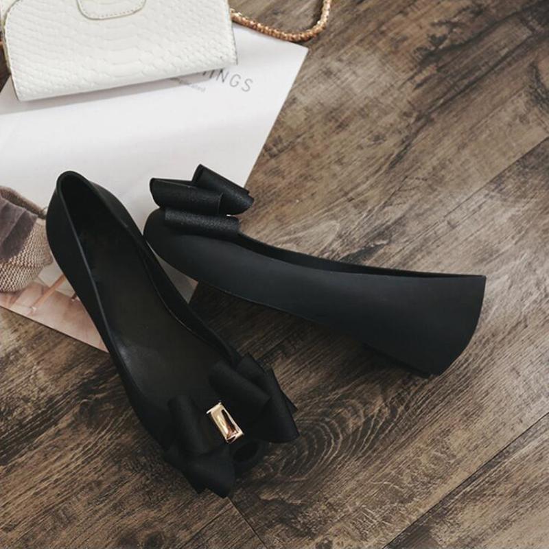 Sandals Summer 2021 Women's Shoes Bow Shallow Low Top Flat Heel Jelly Casual Holiday Peep Toe Beach Non-Slip Single