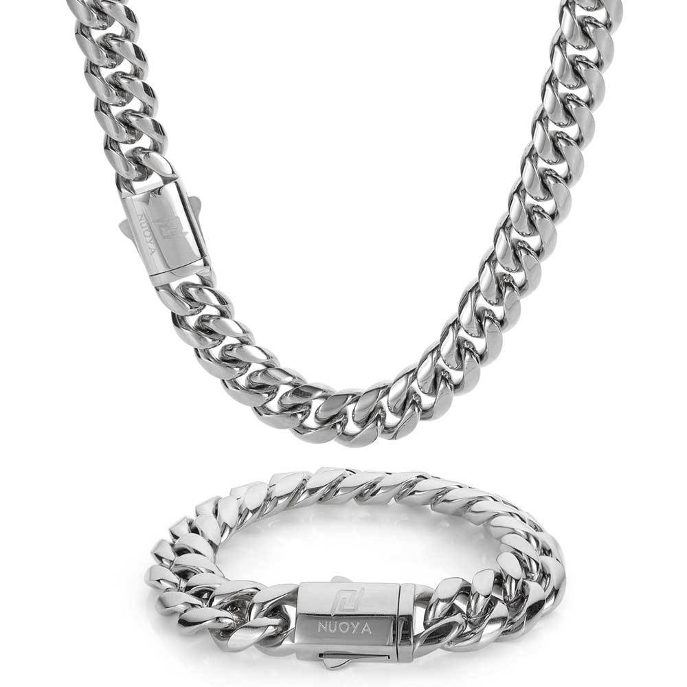 Stainless Steel Snap Buckle Cuban Chain Necklace Hip Hop Men's Trend Head Personality Exaggerated Necklace