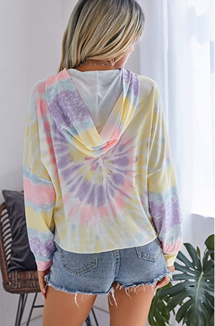 Women's Hoodies Sweatshirts Autumn 2022 European and American tie-dye printing hooded long-sleeved sweater