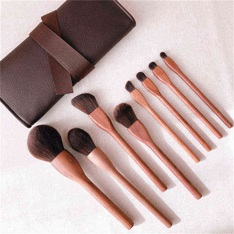 Black Walnut Makeup Brushes Set High Quality Cosmetic Powder Blush Foundation Eye Shadow Smudge Make Up Brush Beauty Tools 211119
