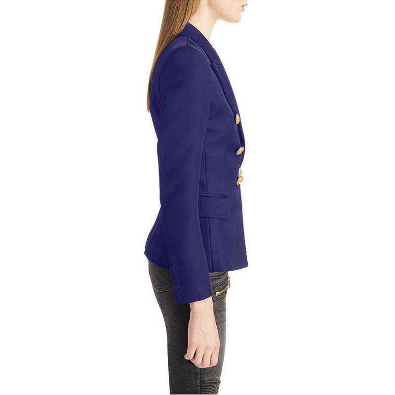 Office Lady Double Breasted Blazer Solid Slim Spring Autumn Women Jacket Suit Notched Long Sleeve Blazers for Female 211122