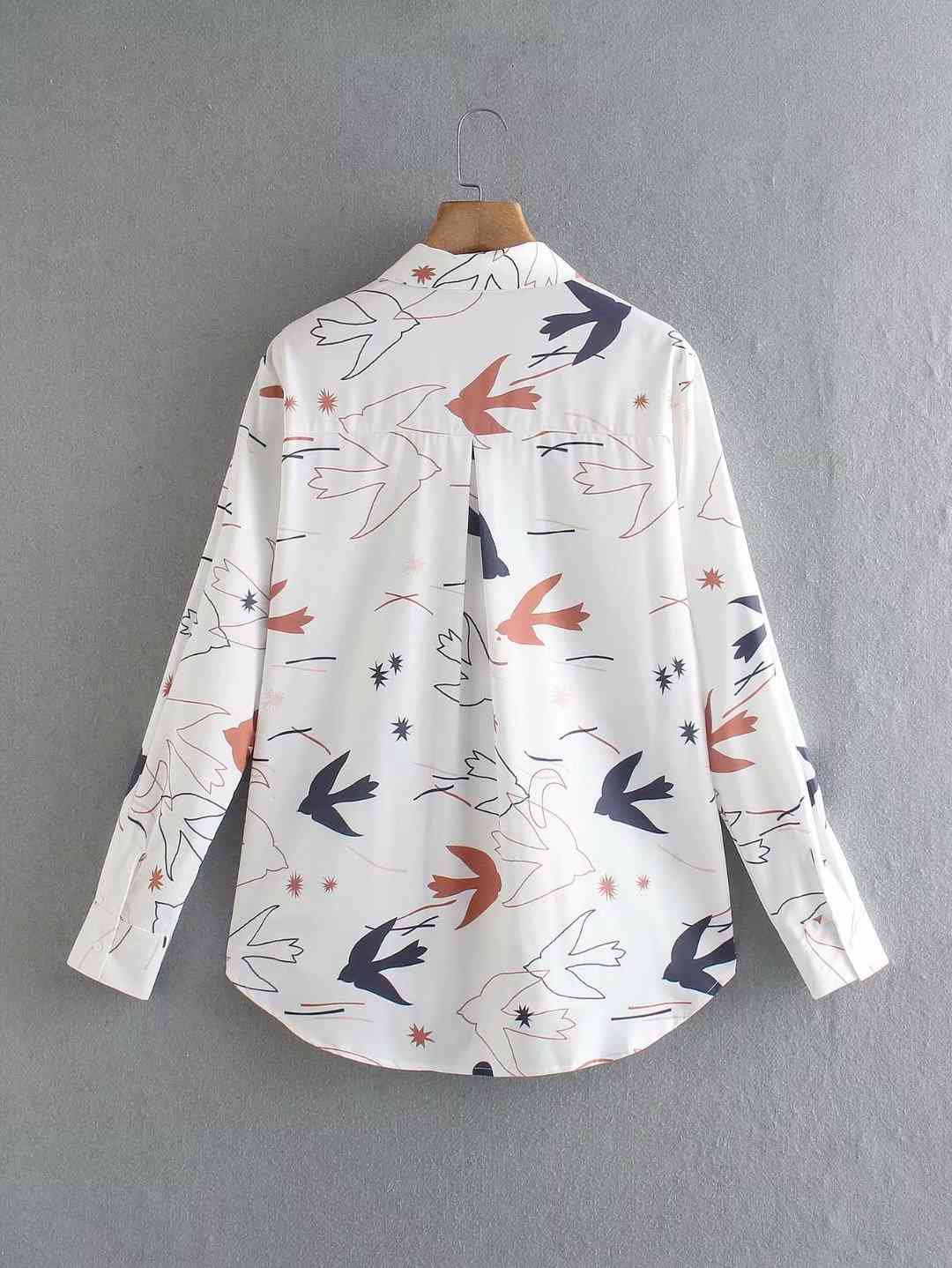 Cartoon Print Plus Size Skin-friendly Chic Female Shirt Top Lapel Single-breasted Long-sleeved Women's Tops 210507