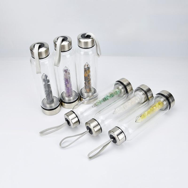 New Natural Quartz Gem Glass Water Bottle Direct Drinking Glass Crystal Cup 8 Styles transport