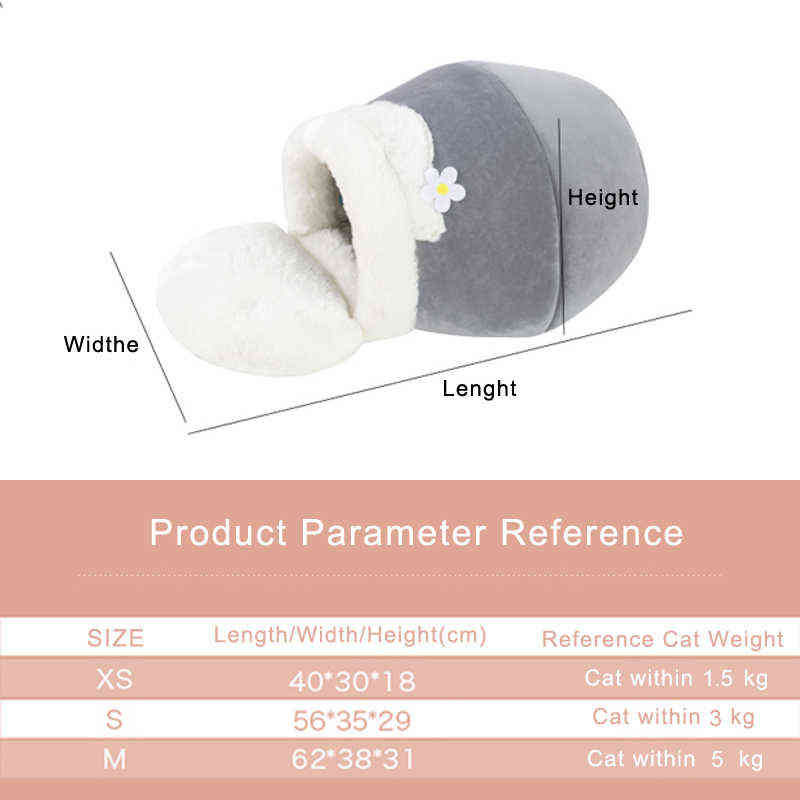 Winter Warm Cat Bed Plush Soft Portable Foldable Round Cute House Cave Sleeping Bag Cushion Pet Kittens Products Toy 211111