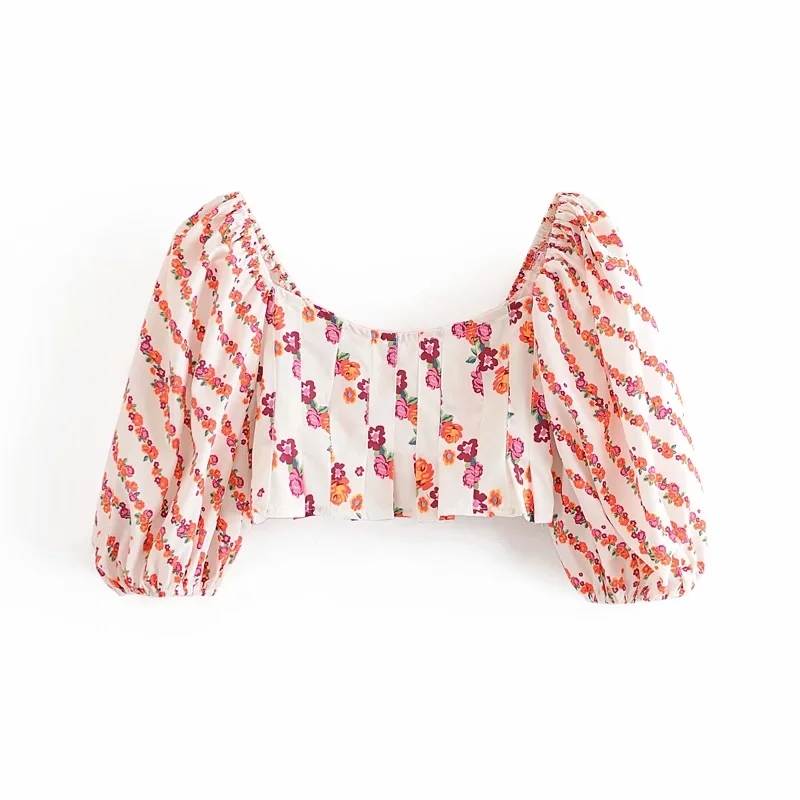 Stylish Sweet Floral Printed Pleated Cropped Blouses Women Fashion Puff Sleeve Square Collar Shirts Girls Chic Tops 210520, As pic
Stylish Sweet Floral Printed Pleated Cropped Blouses Women Fashion Puff Sleeve Square Collar Shirts Girls Chic Tops 210520, As pic