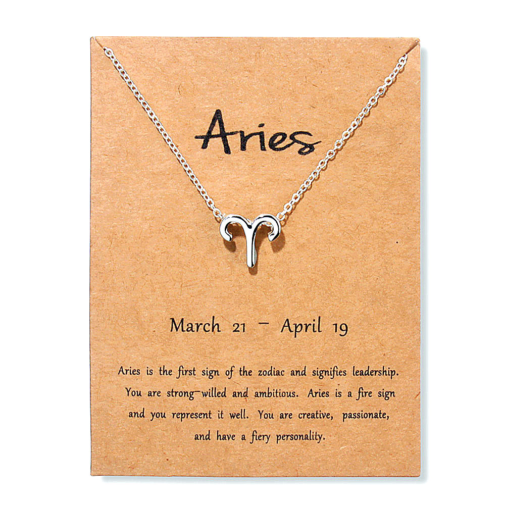 Constellation Necklace 18K Gold Silver Plated Zodiac Necklace Letter Symbol Pendent Chain for Men Women Nice Jewelry Brithday Friendship Gift with Pap