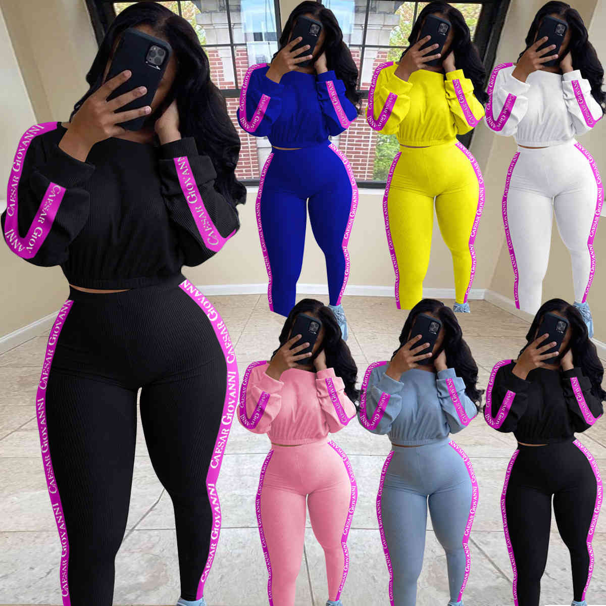 Women' Tracksuits Autumn Elasticity 2-piece Sets for Casual Rib Letter Printed Top Pencil Pants Suit 6 Colors ITEN, Black
Women' Tracksuits Autumn Elasticity 2-piece Sets for Casual Rib Letter Printed Top Pencil Pants Suit 6 Colors ITEN, Black