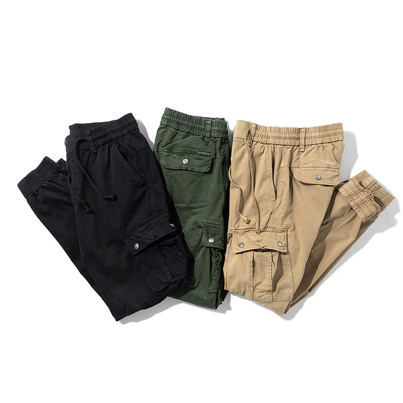 Spring Men's Cotton Cargo Pants Clothing Autumn Casual Fashion Elastic Waist Quality Pantalones Tipo Men