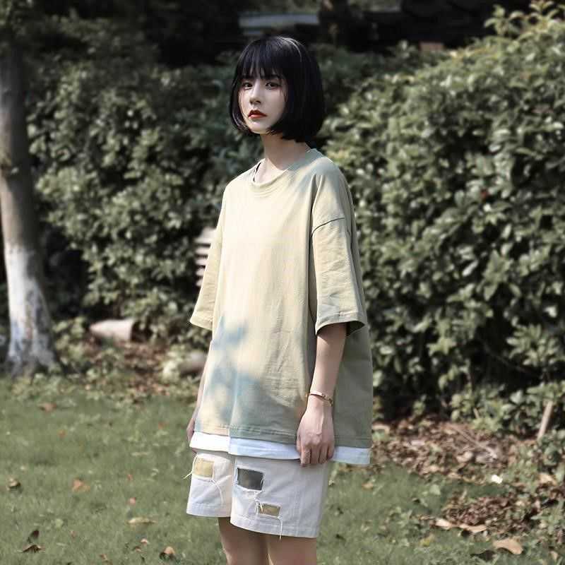 Korean short-sleeved ulzzang t-shirt women plus size summer oversize two-piece blouse hip hop simple punk streetwear preppy tops 210526, Black
Korean short-sleeved ulzzang t-shirt women plus size summer oversize two-piece blouse hip hop simple punk streetwear preppy tops 210526, Black