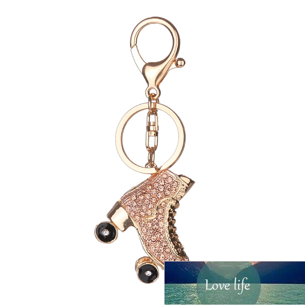 Roller Skates Shoe Crystal Keychain Handbag Pendant Keys Holder Rhinestone Keyring