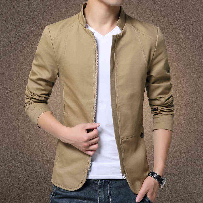 Mens Jacket Fashion Standing Collar Jacket Coats Men Slim Fit Business Casual Male Jackets Men Clothing Plus Size M-5XL Solid 211110