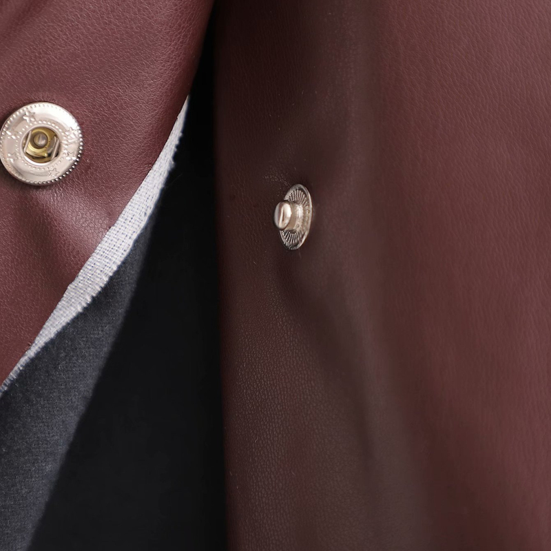 Vinatge Woman Burgundy Leather Thick Stretchy Skirts Autumn Winter Fashion Ladies Pu Straight Skirt Female Button 210515