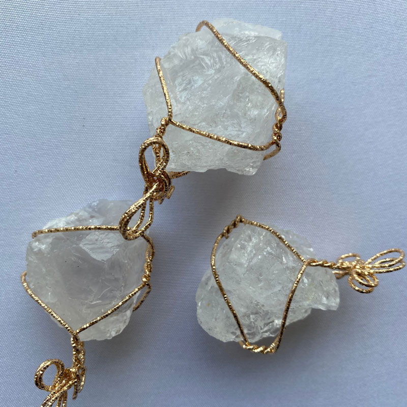Natural Crystal Quartz Healing Bead Gemstone Necklaces Women Men Pendant Original Stone Style Party Club Jewelry
