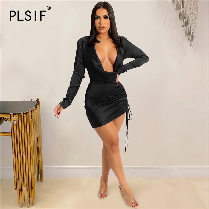 Casual Dresses Women Spring And Autumn Solid Color Long Sleeve Low-cut Drawstring Dress Dinner Fashion Sexy, Black;gray
Casual Dresses Women Spring And Autumn Solid Color Long Sleeve Low-cut Drawstring Dress Dinner Fashion Sexy, Black;gray