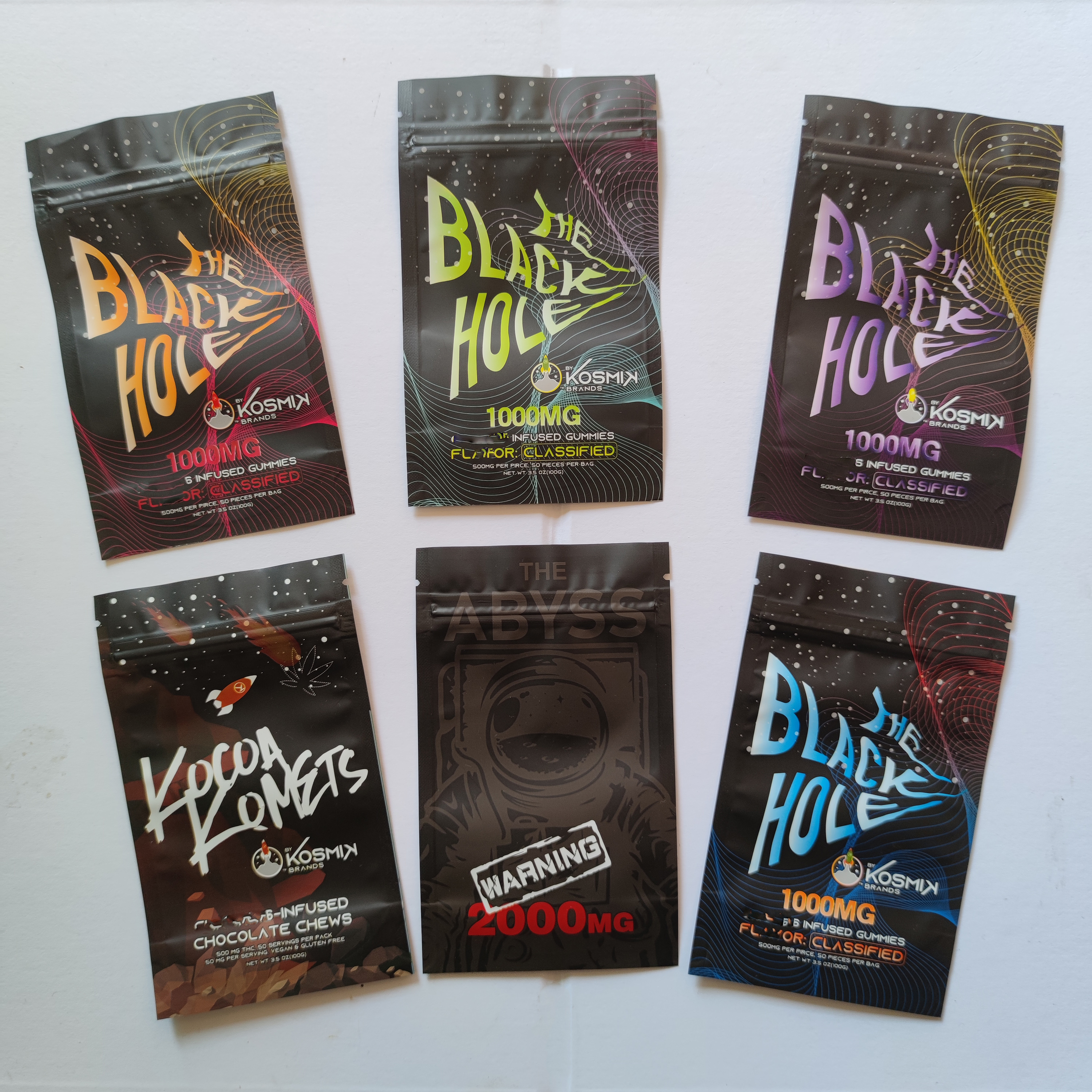 The black hole kosmik brands sour fruit gummies packing bags 1000mg 500mg servings per pack per 3.5oz resealable mylar Edibles Infused Gummy zipper bag
The black hole kosmik brands sour fruit gummies packing bags 1000mg 500mg servings per pack per 3.5oz resealable mylar Edibles Infused Gummy zipper bag