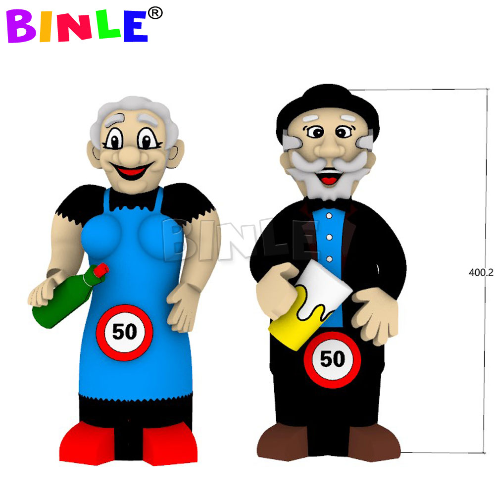4mH Advertising inflatable Abraham and Sarah With Beer Bottle Holland Cartoon Balloon Free Blower For Netherland Outdoor decoration