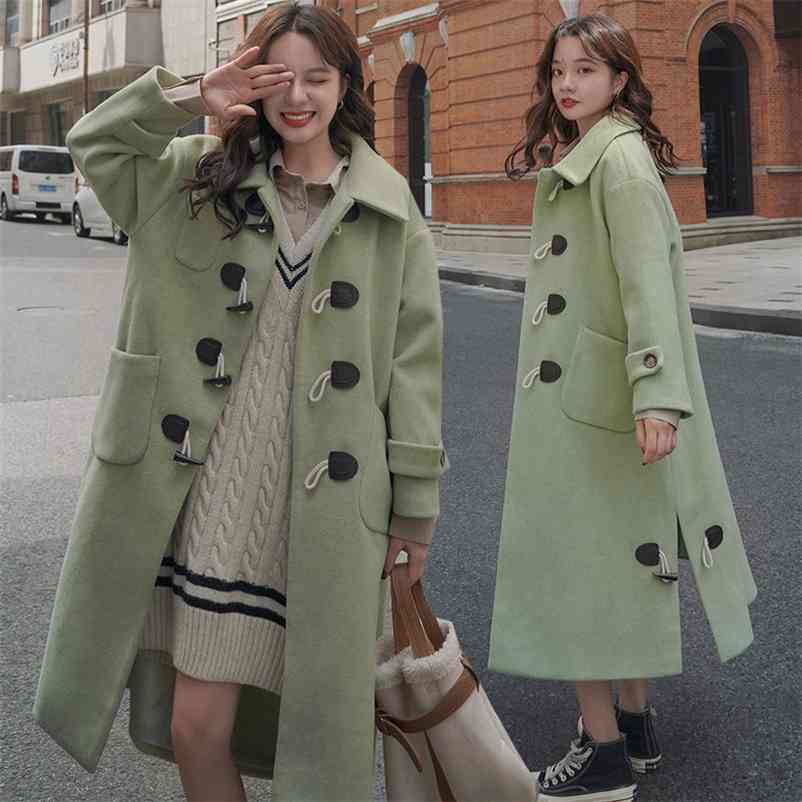 winter Women Blends Korean Style Coats lady Medium Long Overcoat Female solid Woolen Horn Button outerwears 210517, Yellow
winter Women Blends Korean Style Coats lady Medium Long Overcoat Female solid Woolen Horn Button outerwears 210517, Yellow