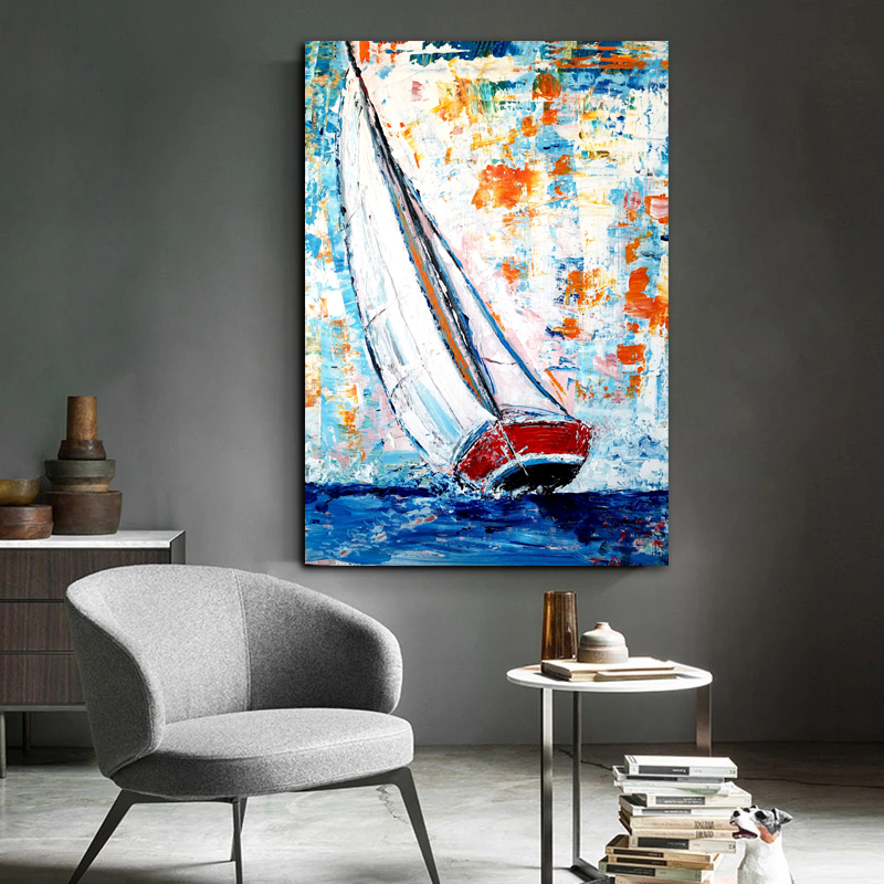 Colorful Boat Wall Pictures For Living Room Canvas Painting Posters And Prints Modern Landscape Home Decor No Frame