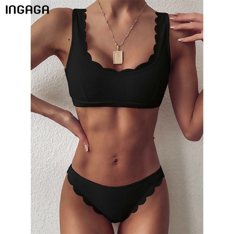 INGAGA Push Up Bikinis Swimsuits Black Swimwear Women Scalloped Bathing Suit Solid Ribbed Biquini Bikini Set Bathers 210629, B3227
INGAGA Push Up Bikinis Swimsuits Black Swimwear Women Scalloped Bathing Suit Solid Ribbed Biquini Bikini Set Bathers 210629, B3227
