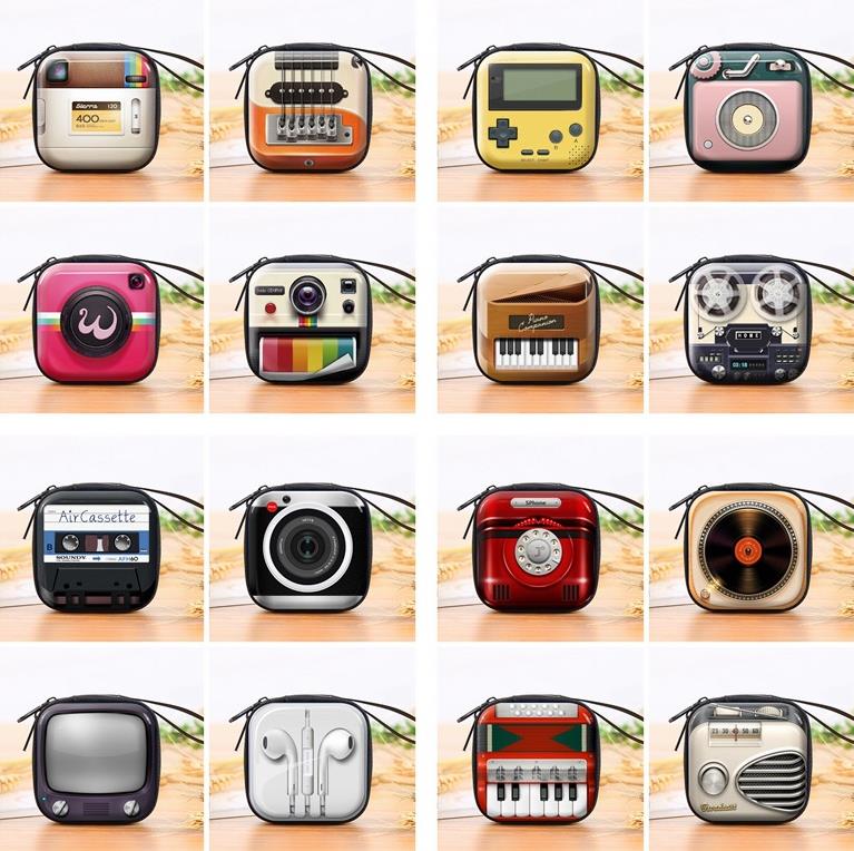 Vintage Coin Purse Small Portable Retro Tinplate Zipper Wallet Key Case Change Bags Children Camera Radio Pouch Kids Christmas Gift Birthday Presents 