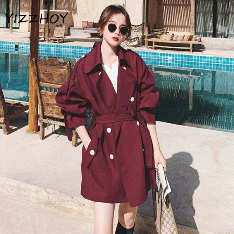 Women' Trench Coats YIZZHOY Spring Autumn Female High Street Solid Lady Coat Jacket With Belt Women Fashion Long Sleeve Double Breasted, Burgundy
Women' Trench Coats YIZZHOY Spring Autumn Female High Street Solid Lady Coat Jacket With Belt Women Fashion Long Sleeve Double Breasted, Burgundy