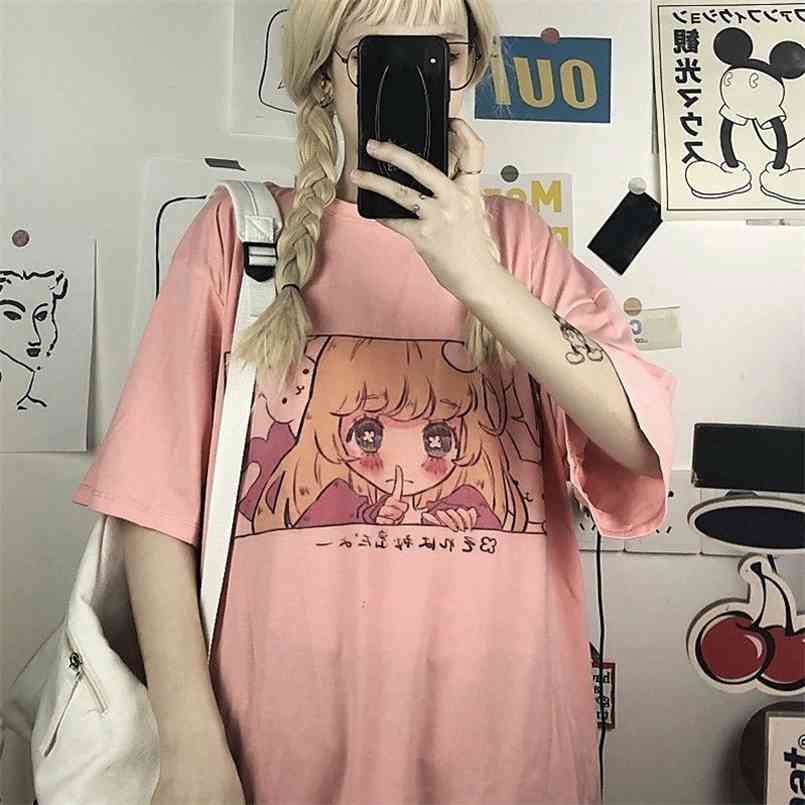 Cute Cartoon Sweet Girls T-shirt Japanese Streetwear Harajuku Pink Kawaii Casual Tops Vintage Loose Summer Women 210708, 14
Cute Cartoon Sweet Girls T-shirt Japanese Streetwear Harajuku Pink Kawaii Casual Tops Vintage Loose Summer Women 210708, 14