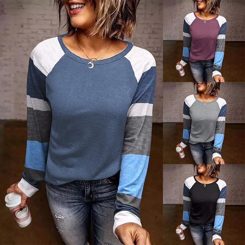 Women' T-Shirt 2021 Fall Long Sleeve European And American Striped Round Neck Loose Casual Ladies Top
Women' T-Shirt 2021 Fall Long Sleeve European And American Striped Round Neck Loose Casual Ladies Top