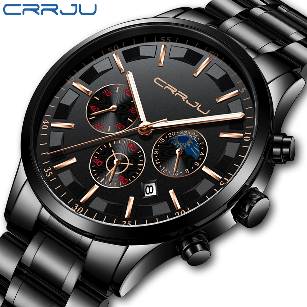 CRRJU Mens Watches Top Brand Luxury Fashion Business Quartz Watch Men Sport Full Steel Waterproof Black Clock Relogio Masculinog, M black rose
CRRJU Mens Watches Top Brand Luxury Fashion Business Quartz Watch Men Sport Full Steel Waterproof Black Clock Relogio Masculinog, M black rose