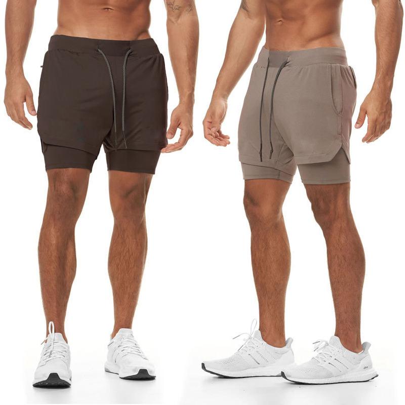 Running Shorts Male Quick Drying Double-Deck Training Soccer Mens 2 In 1 Sports Fitness Workout Short Gym Tight Sportwear