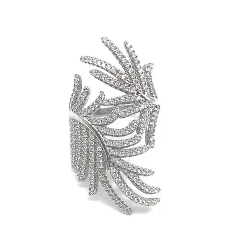 Choucong Brand New Wedding Rings Luxury Jewelry 925 Sterling Silver Pave White Sapphire CZ Diamond Gemstones Feather Women Open Adjustable Ring For Lo