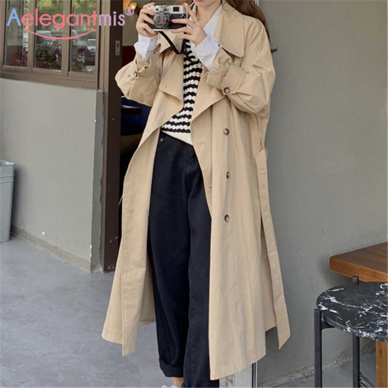 Aelegantmis Vintage Sashes Casual Long Trench Coat Women Korean Double Breasted Female Loose Windbreaker OL Elegant Office Lady 210607, Khaki
Aelegantmis Vintage Sashes Casual Long Trench Coat Women Korean Double Breasted Female Loose Windbreaker OL Elegant Office Lady 210607, Khaki