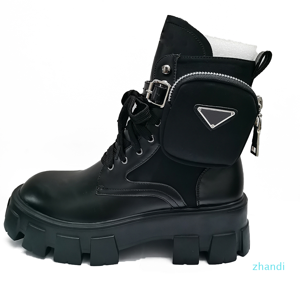 Womens designer brushed rois leather nylon monolith boots autumn winter platform martin boot with pouch attached to the ankle, Black
Womens designer brushed rois leather nylon monolith boots autumn winter platform martin boot with pouch attached to the ankle, Black