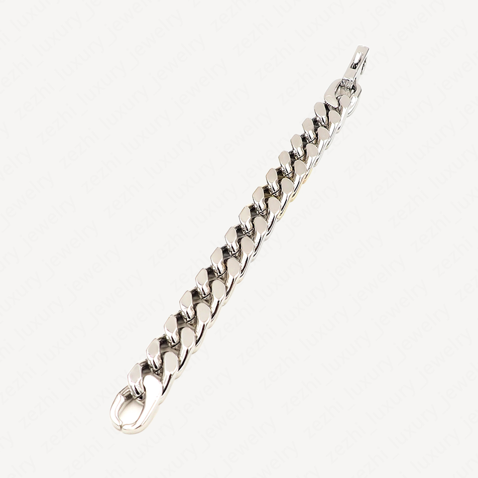 Men Hip Hop Bracelet Chain 18k White Gold Plated Miami Cuban Link Chains Charm Bracelets for man Promise Retro fashion Accessories