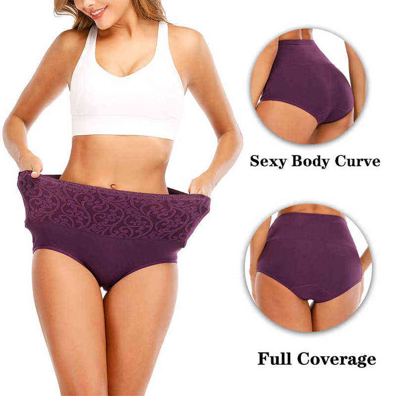 Cotton Underwear Women High Waist Lingerie For Ladies Briefs Tummy Control Panties C-Section Recovery XXXXL Plus Size Underpants 211109