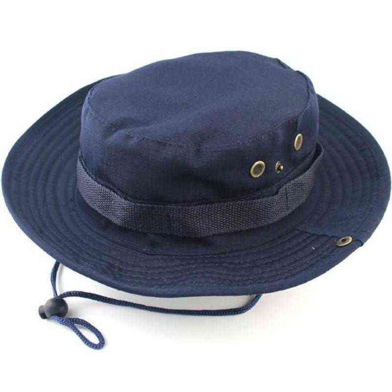 Mens Summer Bucket Hats Wide Brim Sun Cap Military Camo Hunting Fishing Hiking Solid Camouflage Big Round Sunshade Hat 220114