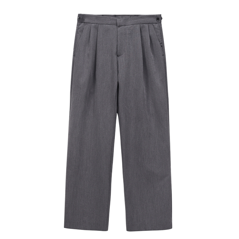 IEFB Korean Style Slim Straight Business Trousers For Men Fashion High Waist Grey Casual Suit Pants For Men 9Y6908 210524