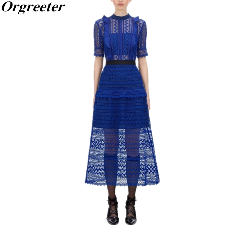SP Sapphire Long Lace Dress Women Summer Hollow hook flower Ruffles Patchwork Short Sleeve Mid 210525, Picture color
SP Sapphire Long Lace Dress Women Summer Hollow hook flower Ruffles Patchwork Short Sleeve Mid 210525, Picture color
